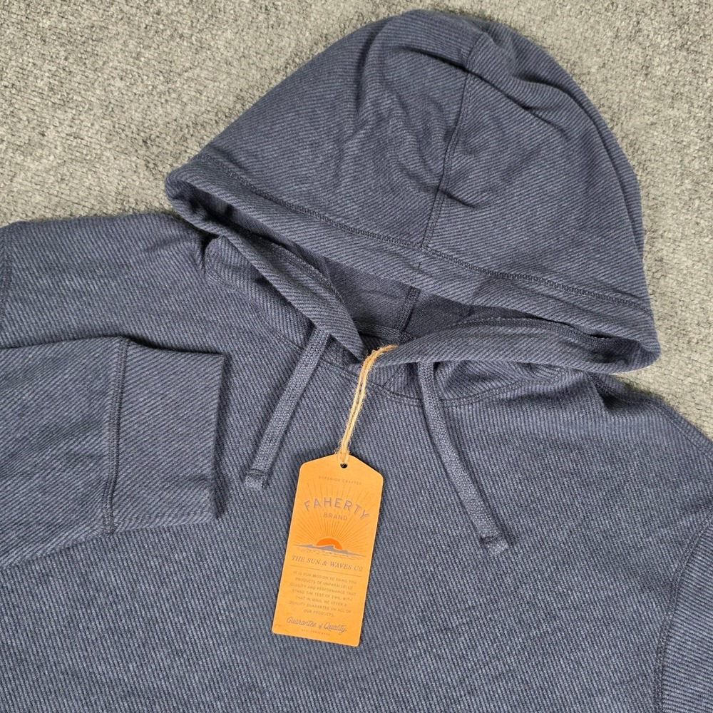 Faherty‎ Legend Sweater Hoodie Mens XXL Navy Blue Twill Knit MQH2515 NWT